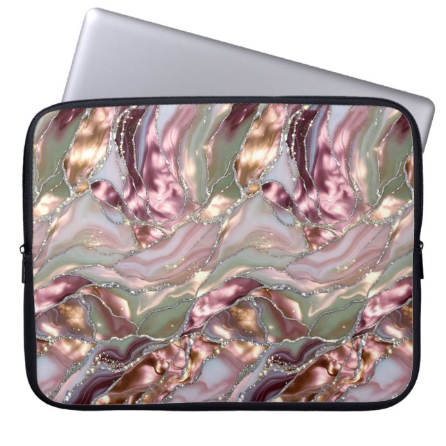 Blush Marble Laptop Case Elegant Sleeve (Front)
