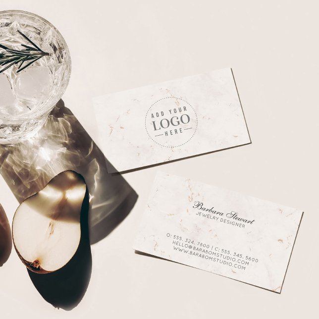 Blush Marble Modern Minimalist  Logo Business Card (Creator Uploaded)
