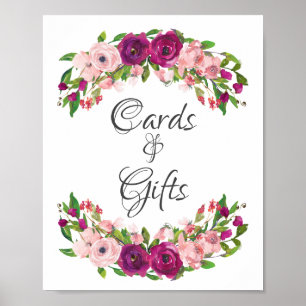 Blush & Marsala Floral Bridal Shower Cards & Gifts Poster