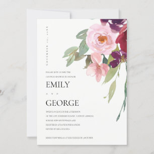 BLUSH MARSALA PINK ROSE FLORAL COUPLE SHOWER CARD