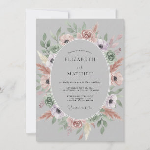 Blush Mauve Anemone Wedding Invitation