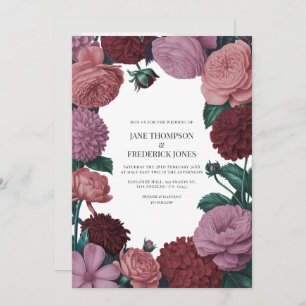 Blush Mauve, Peach Blossom & Rosewood Velvet Invitation