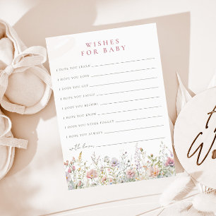 Blush Meadow Baby Shower Wishes for Baby Advice Card