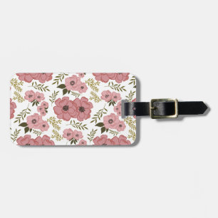 Blush Meadow Blooms Floral Vintage Botanical Luggage Tag