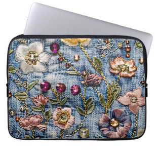 Blush Meadow Illumination Denim Dream Texture Laptop Sleeve