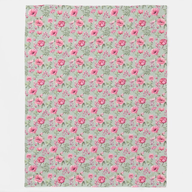 Blush Meadow-Petals in Bloom Fleece Blanket (Front)