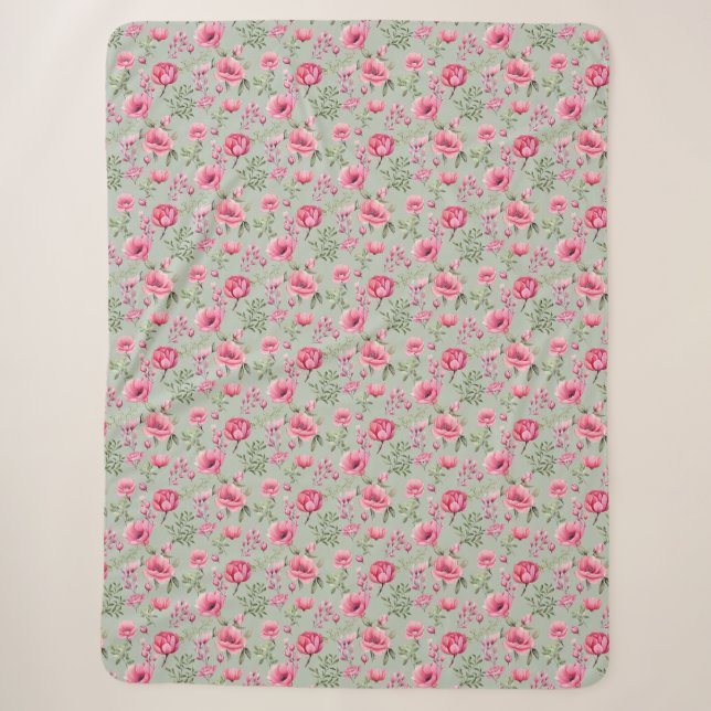 Blush Meadow-Petals in Bloom Sherpa Blanket (Front)