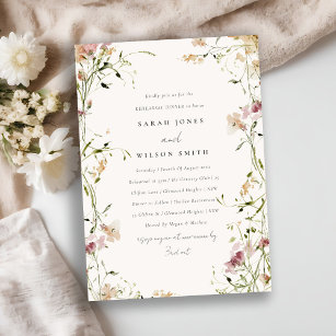 Blush Meadow Watercolor Floral Rehearsal Dinner Invitation