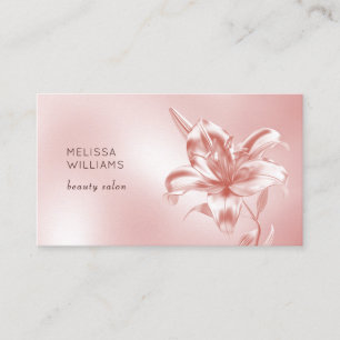 Blush Metallic 3D Lily Flower Business Card