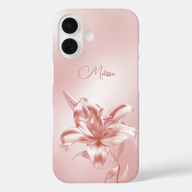 Blush Metallic 3D Lily Flower Case-Mate iPhone Case (Back)