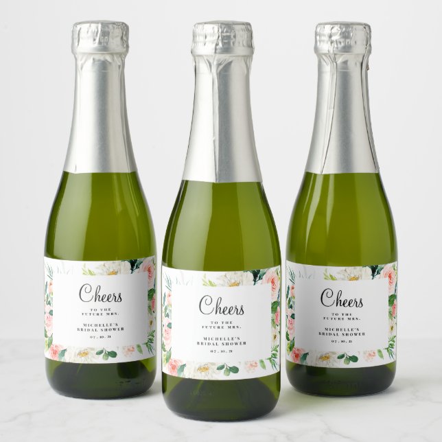 Blush Mini Sparkling Wine Label, Bridal Shower Label (Bottles)
