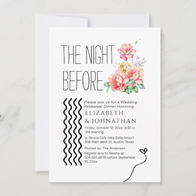 Blush Minimal Script The Night Before  Invitation (Front)
