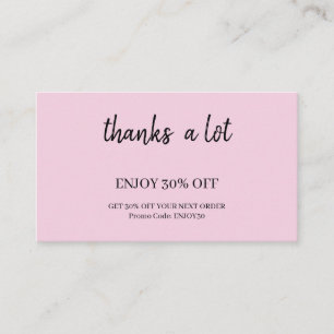 Blush Minimal Thank You Discount Rewards Card