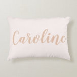 Blush Minimalist Calligraphy Personalised Name  Decorative Cushion<br><div class="desc">Simple,  modern,  and elegant personalised name design in peach hand lettering on a soft blush background.</div>