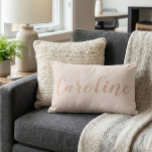 Blush Minimalist Calligraphy Personalised Name  Decorative Cushion<br><div class="desc">Simple,  modern,  and elegant personalised name design in peach hand lettering on a soft blush background.</div>