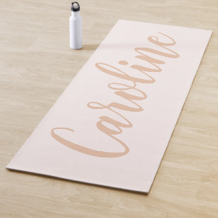 Blush Minimalist Calligraphy Personalised Name Yoga Mat
