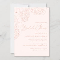 Blush Minimalist Hand-drawn Peonies Bridal Shower