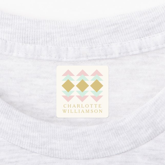 Blush Mint and Gold Geometric Personalised Name (Affixed)