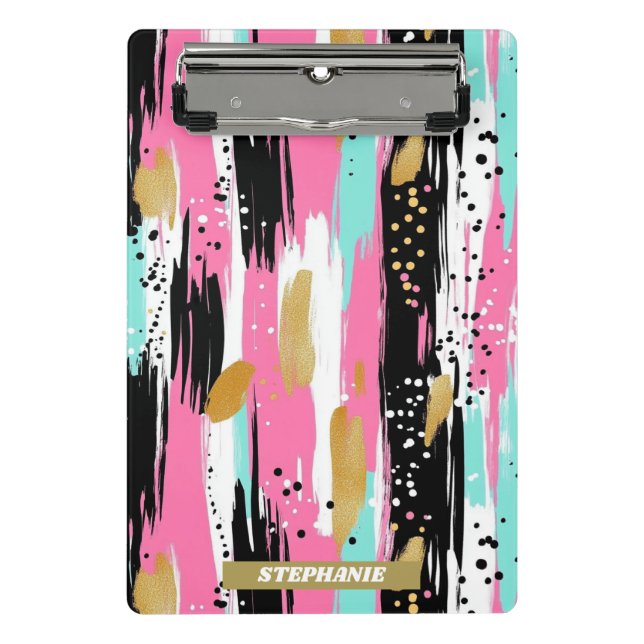 Blush Mint Gold Luxury Abstract Mini Clipboard (Front)