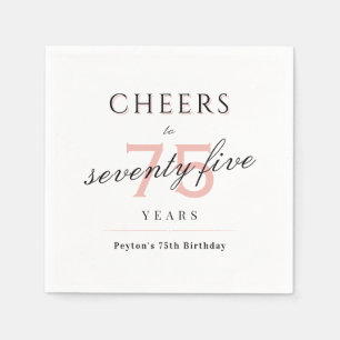 Blush modern classy cheers to 75 years birthday napkin