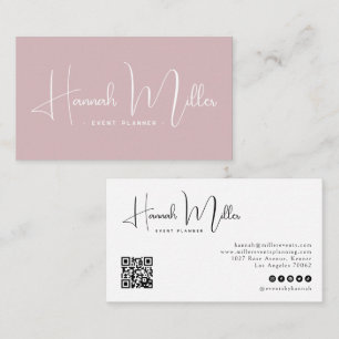 Blush   Modern Elegant Minimalist QR Code  Business Card