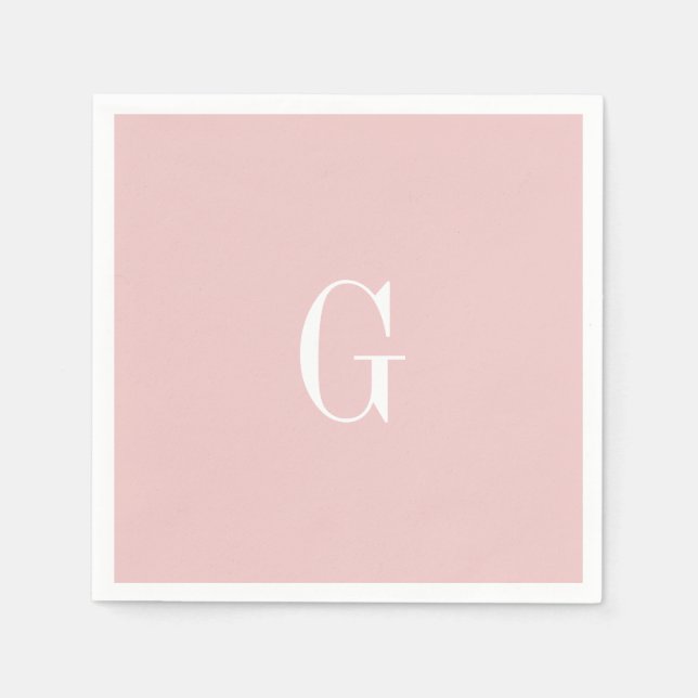 Blush Modern Elegant Monogram Wedding Simple Napki Napkin (Front)