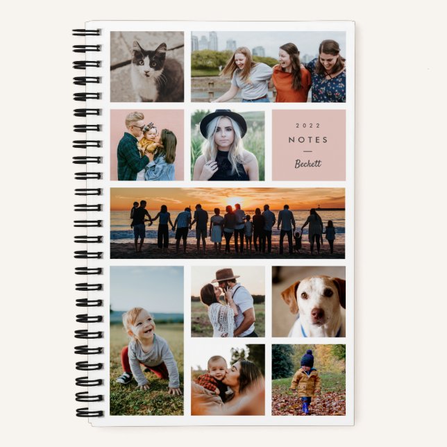 Blush Modern Gallery Ten Photo Collage Notebook (Front)