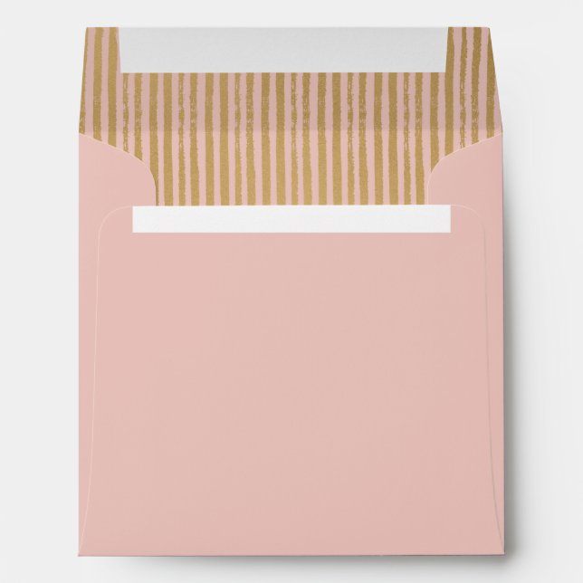 Blush Modern Gold Striped Square Envelope (Back (Bottom))