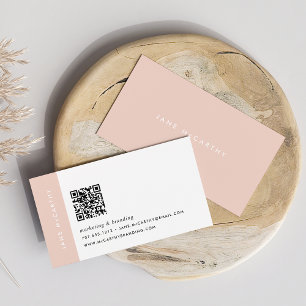 Blush Modern Minimalist QR Code Business Card