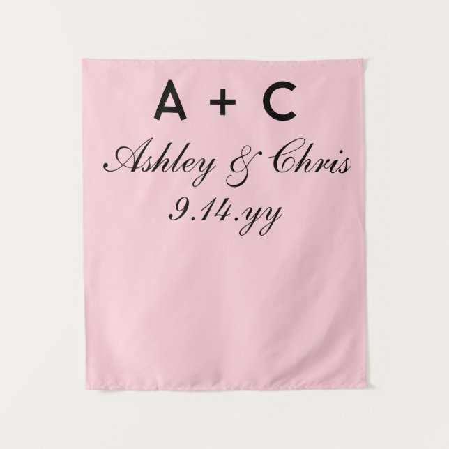 Blush Modern Personalised Wedding Reception Sign Tapestry (Front)