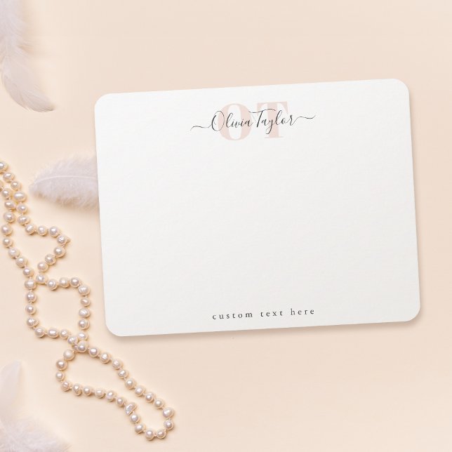 Blush Modern Script Personalised Stationery Card (Blush Modern Script Personalized Stationery Note C)