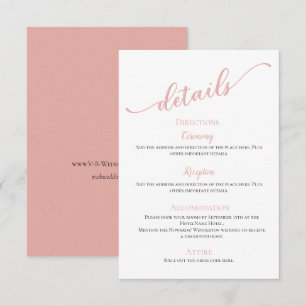 Blush modern simple minimal details wedding enclosure card