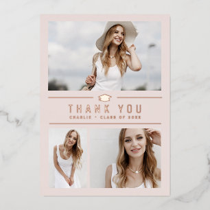 Blush Modern Typography 4 Photo Grad Thank You