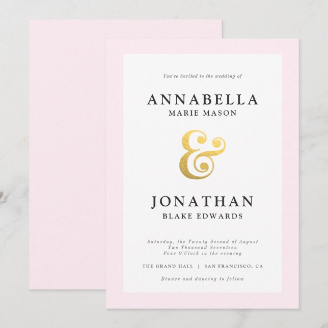 Blush Modern Wedding Invitation (Front/Back)