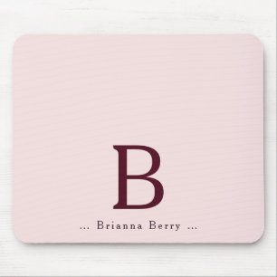Blush Monogram Elegant Mouse Pad