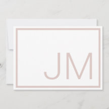Blush Monogram Initials Thank You Flat Note Card