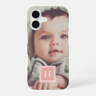 Blush Monogram Overlay Photo iPhone 16 Case