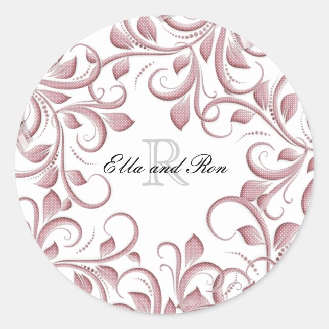 Blush Monogram Wedding Stickers & Envelope Seals (Front)