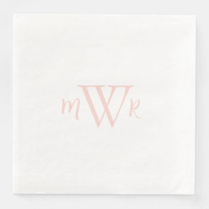 Blush Monogram White Wedding  Napkin