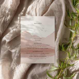Blush Mountain Range Destination Wedding Details Enclosure Card