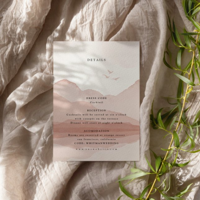 Blush Mountain Range Destination Wedding Details  Enclosure Card (Creator Uploaded)