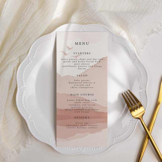 Blush Mountain Range Wedding Dinner Menu Card (Creator Uploaded)