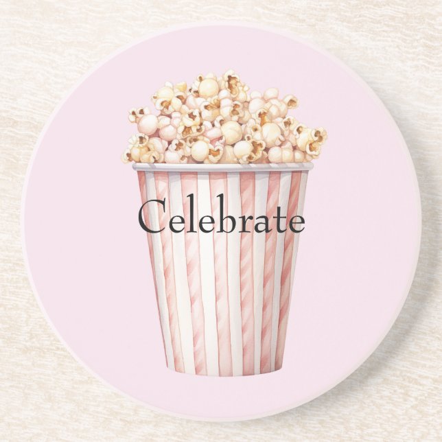 Blush Movie Time Popcorn Coaster (Front)
