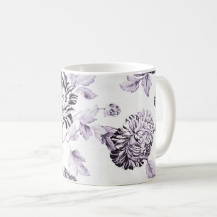 Blush Mulberry & White Vintage Floral Toile No.2 Coffee Mug
