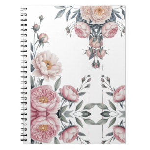 Blush Navy Blue Soft Pastel Pink Floral Notebook