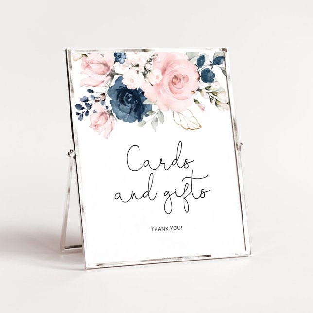 Blush navy floral Cards and gifts Poster (Creator Uploaded)