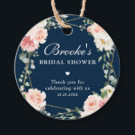 Blush Navy Floral Gold  Bridal Shower Thank you    Favour Tags<br><div class="desc">Elegant Blush pink / peach spring floral botanical bridal shower thank you favour tag featuring a bouquet of soft pastel watercolor roses, peonies and hydrangeas in shades of blush pink, peach and cream with lush green botanical leaves and eucalyptus leaves with gold geometric frame. Please find more matching designs and...</div>