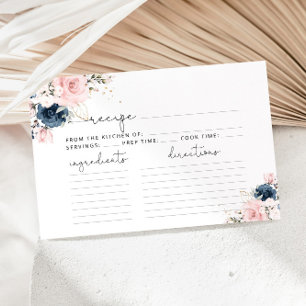 Blush navy floral recipe card