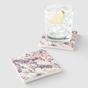 blush navy marble stone coaster