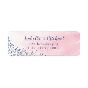 Blush navy rustic floral return address label